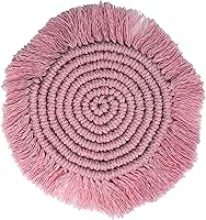 Vista 2 de Posavasos de macramé 100% algodón hechos a mano en la India, elegante y absorbente de 6 pulgadas, juego de posavasos redondos bohemios con borlas