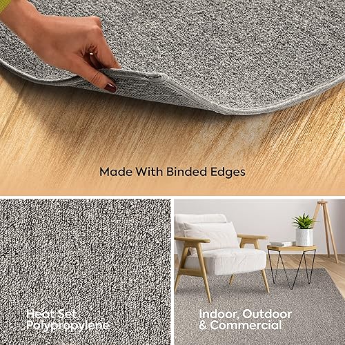 Miniatura 5 de Alfombra moderna de color sólido comercial para interiores y exteriores, color beige, de 3 x 3 pies, apta para mascotas y niños, fabricada en