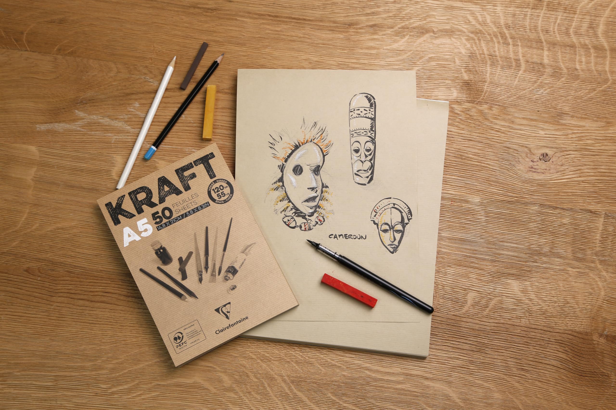 Clairefontaine bloc de papel Kraft), color marrón, blanco, 90 g