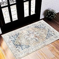 [56% off] CHAMPLANT Area Rug 2x3 Washable Rug Door Mat Vintage Distressed Rug Doormat Indoor Entrance Traditional Thin Floral Print Non Slip Carpet for Kitchen Bathroom Bedroom Living Room