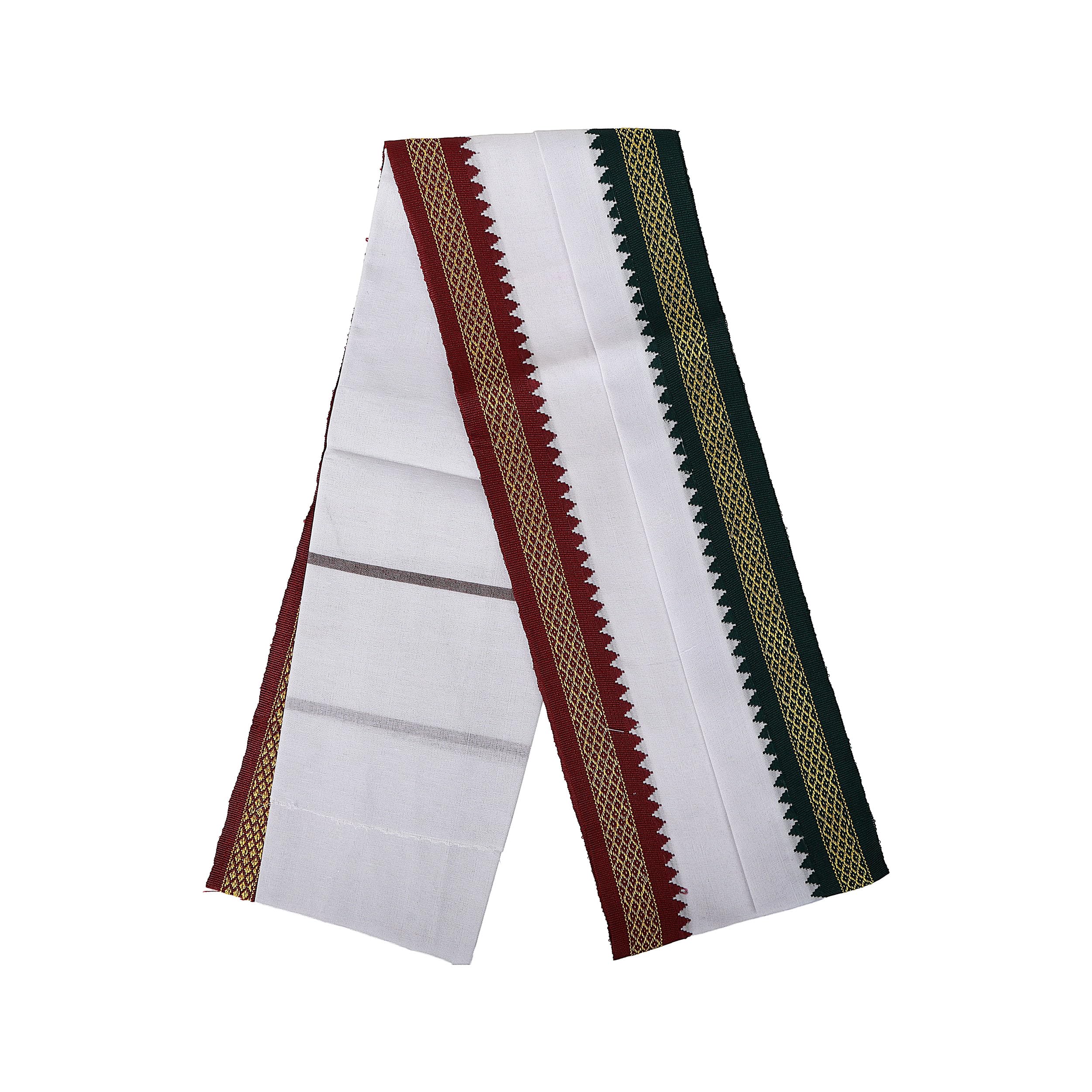 Men's Traditional Wedding Collection Dhari Uparna/Khes/Stole/Dupatta For Pooja And Traditional Function Use It, [White, Size - 28×66 Inches, 1.70 Meter]-image-14