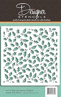 Holly and Berries Miniprint Cookie and Craft Stencil CM112 by Designer Stencils