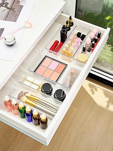 Miniatura 7 de Smartor 6 organizadores de cajones de plástico transparente, bandejas de almacenamiento versátiles para cajones de escritorio, organizadores de