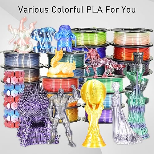 Miniatura 8 de MIKA3D Filamento de impresora 3D de ácido poliláctico (PLA) de seda rosa cambio a seda verde lima, impresión 3D de 0.069 in con 2 cambios de color