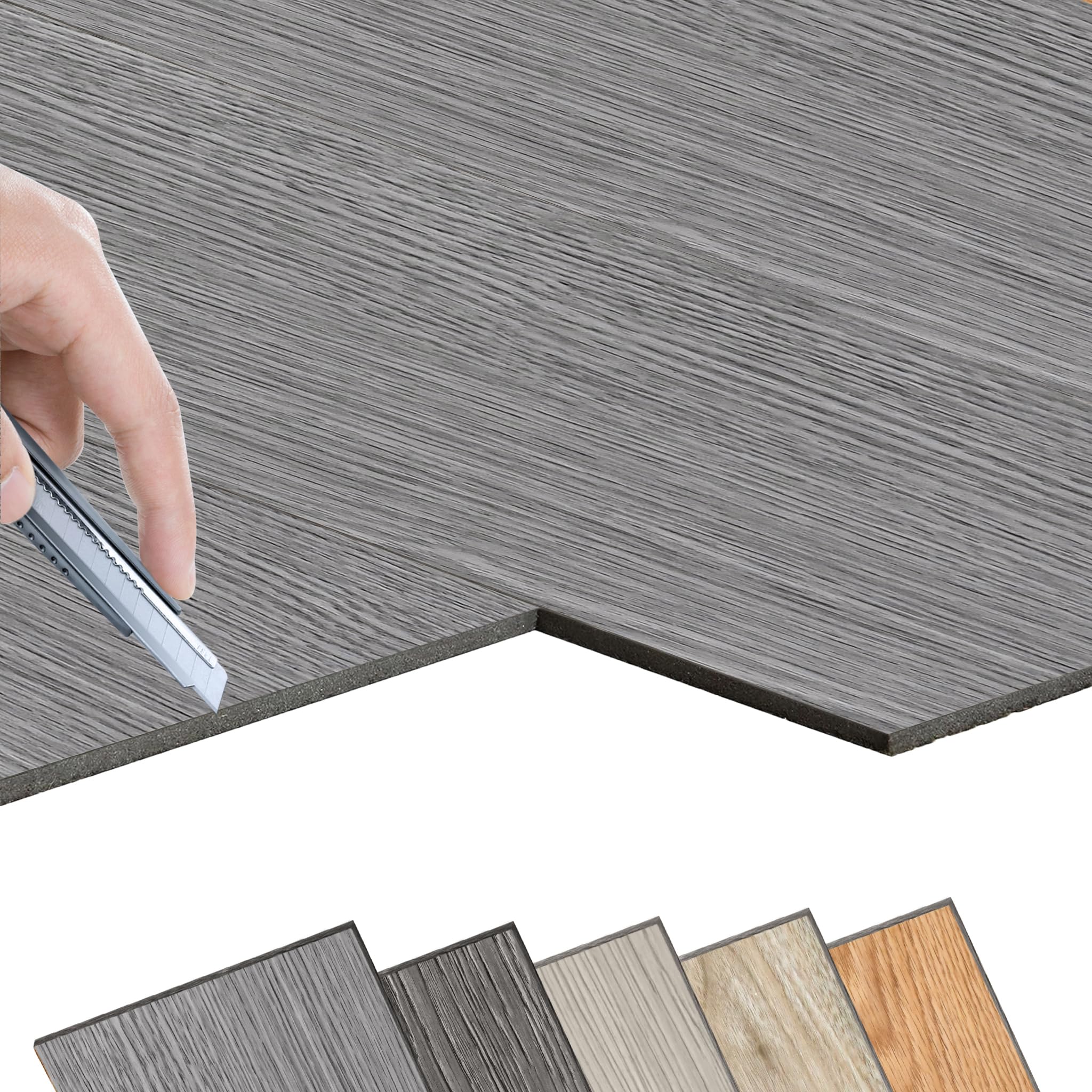 FIVMEN Suelo de PVC para suelo de vinilo, autoadhesivo, 5 ㎡, azulejos adhesivos, aspecto de madera, baldosas de vinilo, suelo de venilo, clic para cocina, baño y salón, 36 unidades, W02