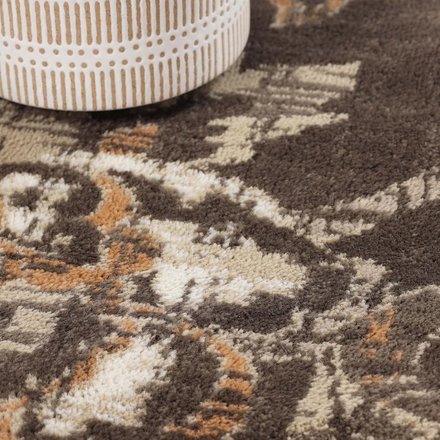 Superior Indoor Runner Rug, Jute Backing, Plush Floral Rugs for Entryway, Kitchen Floors, Office Floor Cover, Modern Farmhouse Rugs, Jacobean Collection, 2' 7" x 12', Taupe