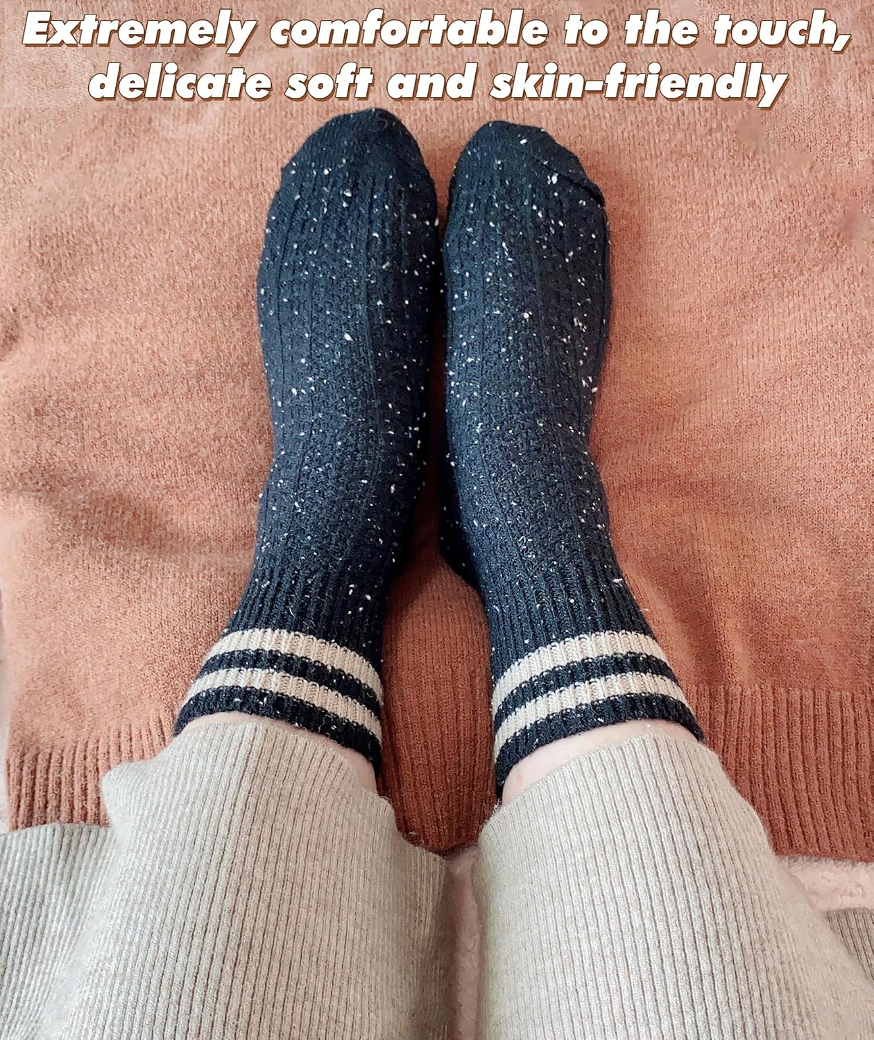 IIG Cute Warm Wool Socks for Women Super Cozy Thick Crew Winter Socks Gifts, 5 Pairs - Image 5