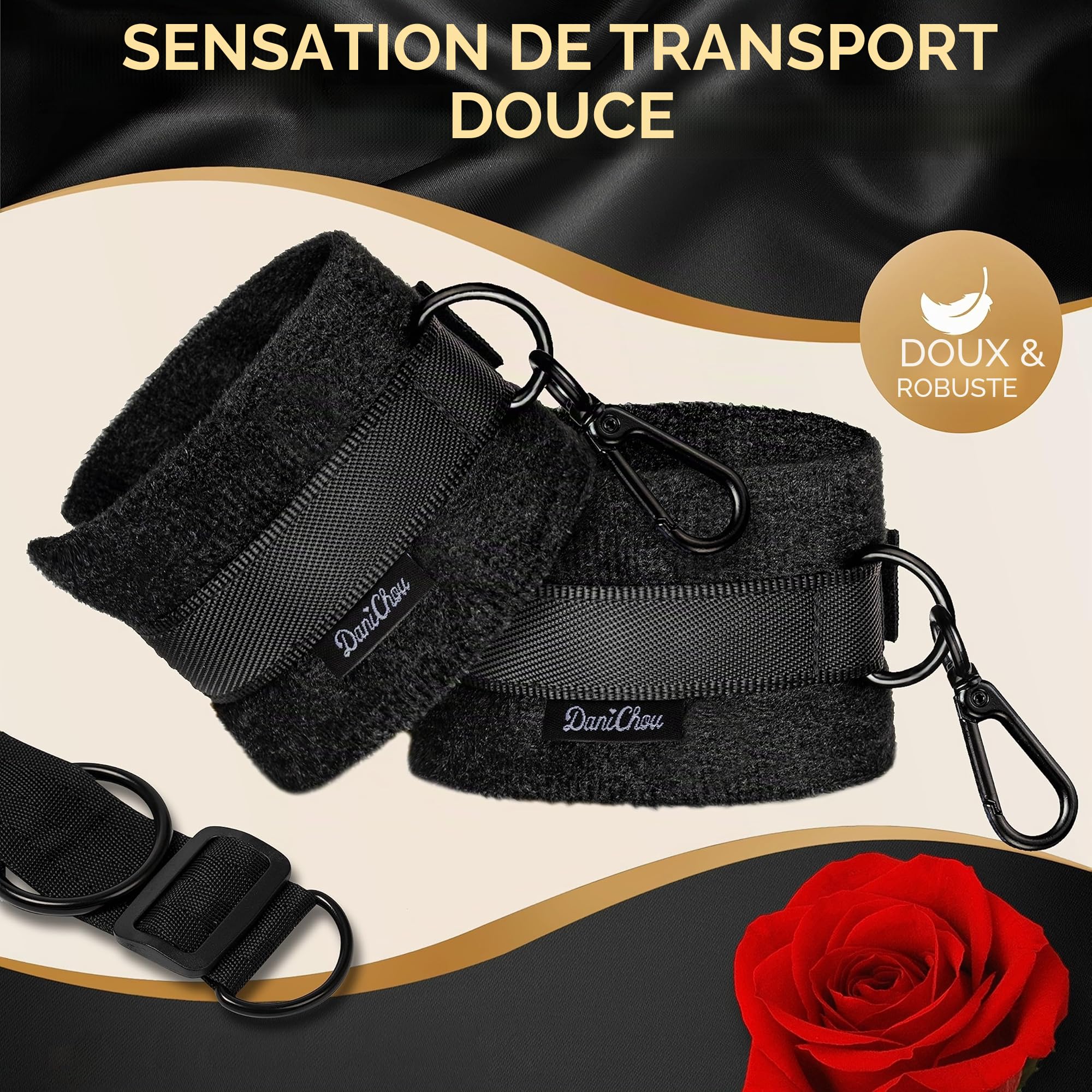 Menottes de lit - FlexBind Sex Set, Fixation au pied du meuble, Sex Toys, Menottes pour femme/homme, Set de menottes BDSMS Toys, Set de bondage Set de menottes, Jouets sexuels pour couples