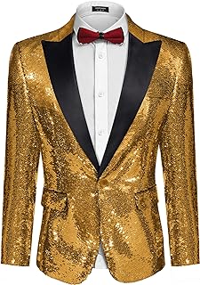 Mens Sequin Blazer Tuxedo Party Prom Wedding Tuxedo One Button Jacket