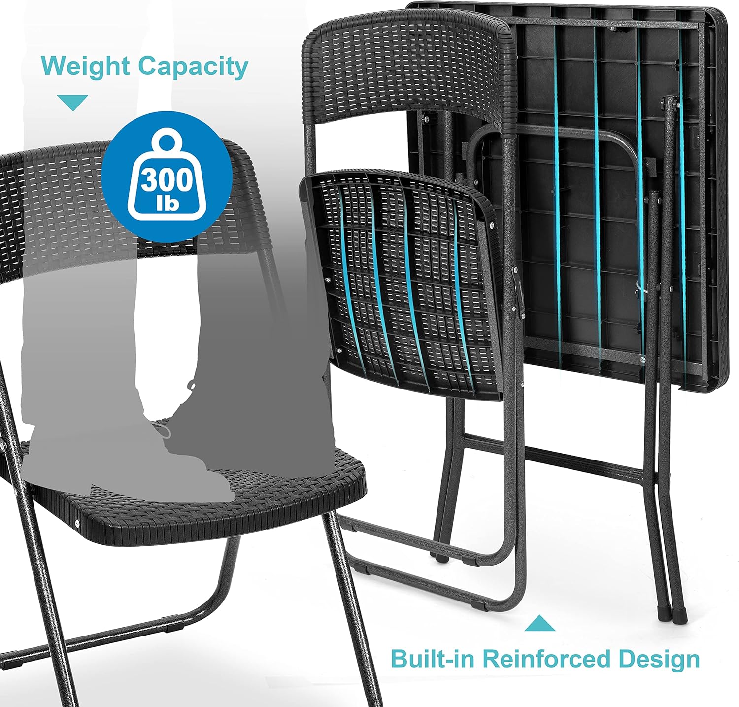 NUU GARDEN 3 Pieces Outdoor Patio Bistro Set Premium Resin Folding Bistro Table and Chairs, All Weather Metal Furniture Set for Balcony, Porch, Backyard-Black : Patio, Lawn & Garden