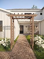 Vita Carolina 57"W x 88"H Composite Vinyl Arbor - Maintenance-Free Brown Garden Entrance with Lattice & Adjustable 50" Width