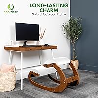 Vista 5 de Silla ergonómica, asiento ajustable, silla de oficina para escritorio, corrector de postura, cojín cómodo de alta calidad, mecedora de madera (nuez)