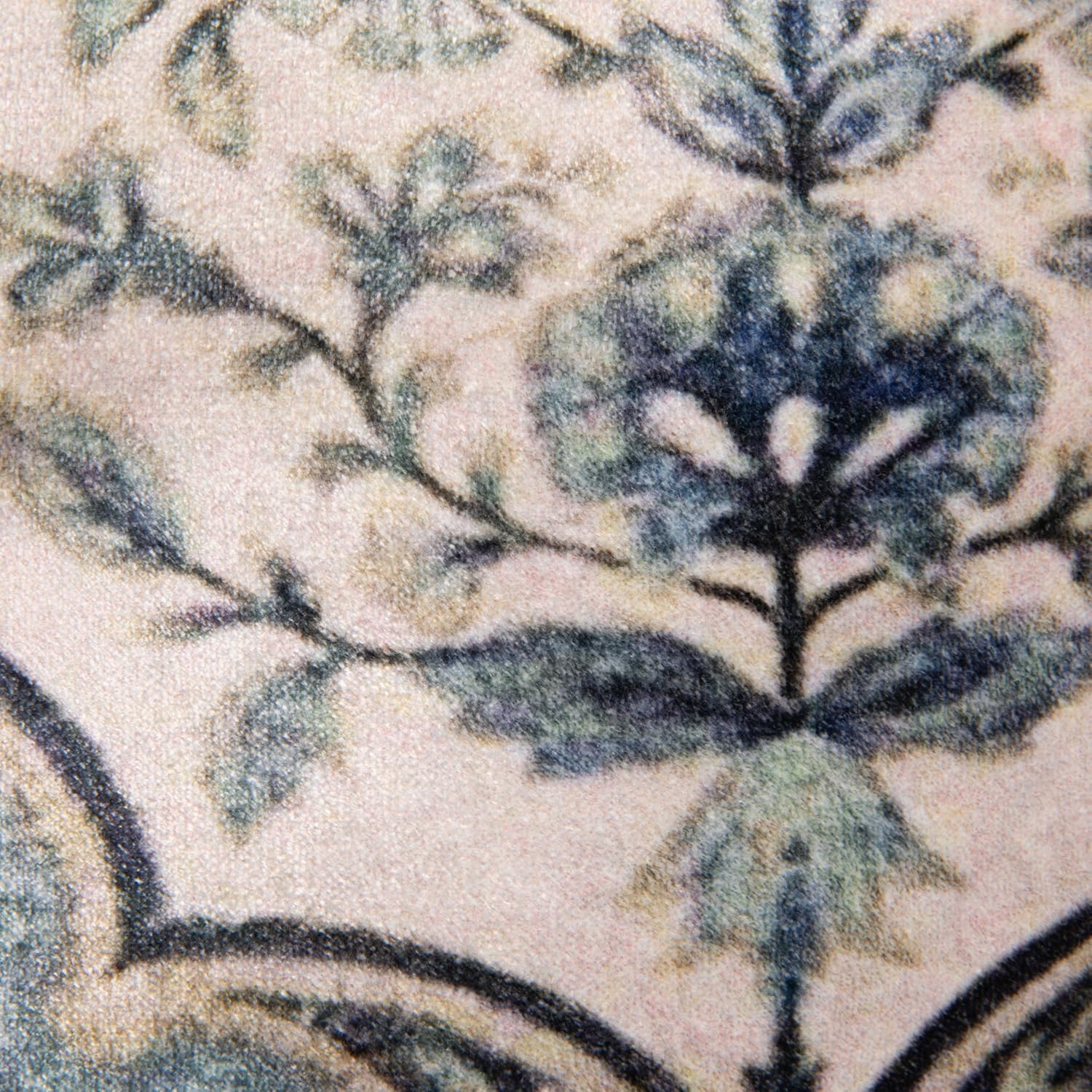 Creative Co-Op Cotton Blend Velvet Printed Pillow with Floral Pattern, Color, Cream and Blue - Image 5