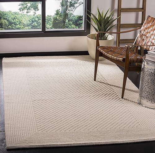 SAFAVIEH Natura Collection - Alfombra de área de 8 x 10 pies, color marfil, lana hecha a mano, ideal para zonas de alto tráfico en sala de estar,