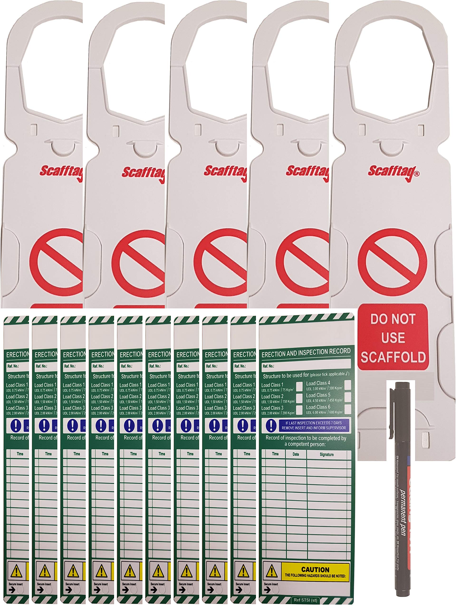 Bps Access Solutions Scafftag Large Company Set - X5 Holders, X10 Inserts, X1 Pen