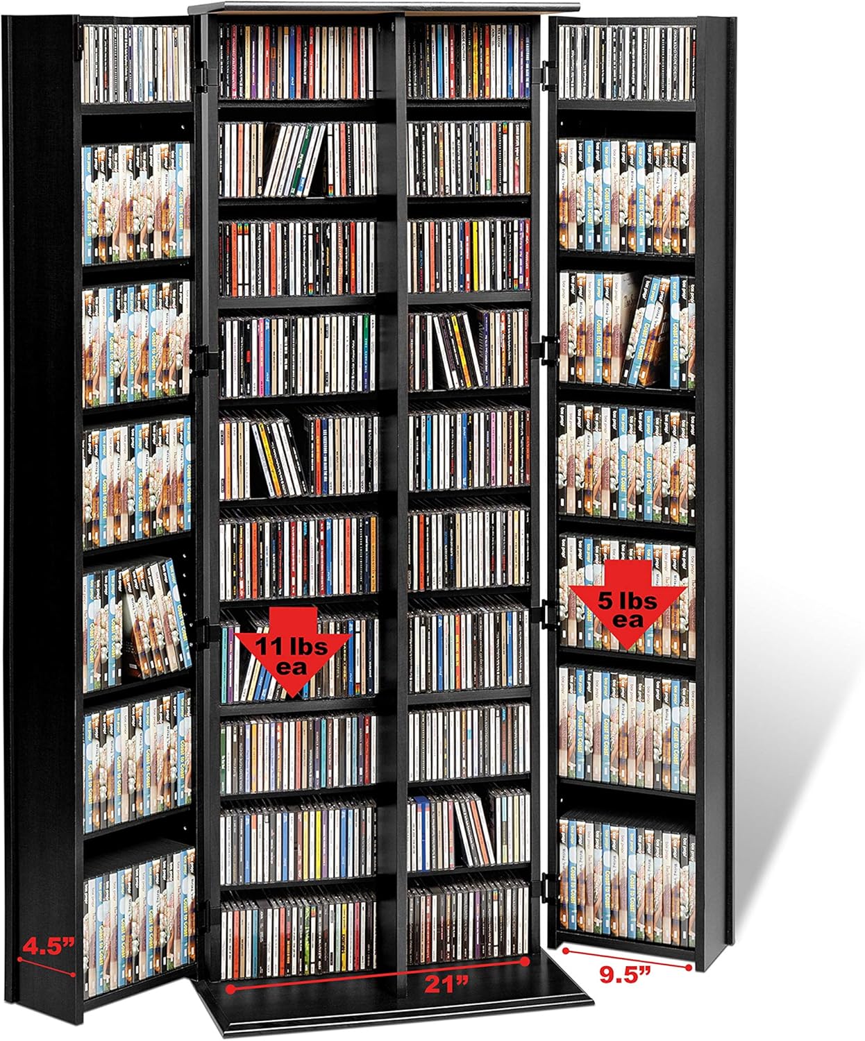 Prepac Grande Locking Media Storage Cabinet with Shaker Doors Storage Cabinet, Black : Home & Kitchen