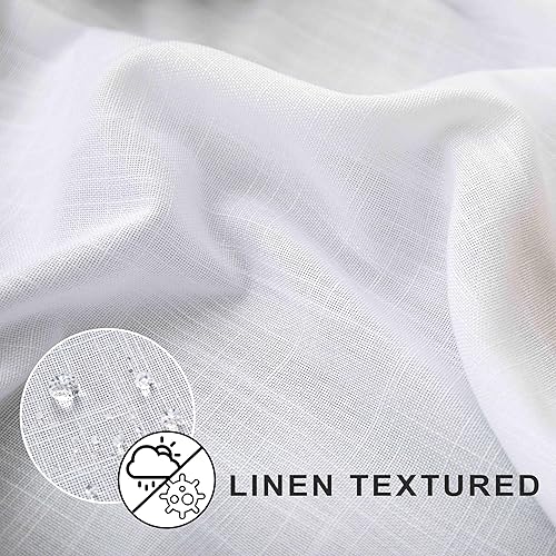 Miniatura 2 de KOUFALL Cortina de ducha de lino blanco y cortinas opacas para oscurecer la habitación para baño