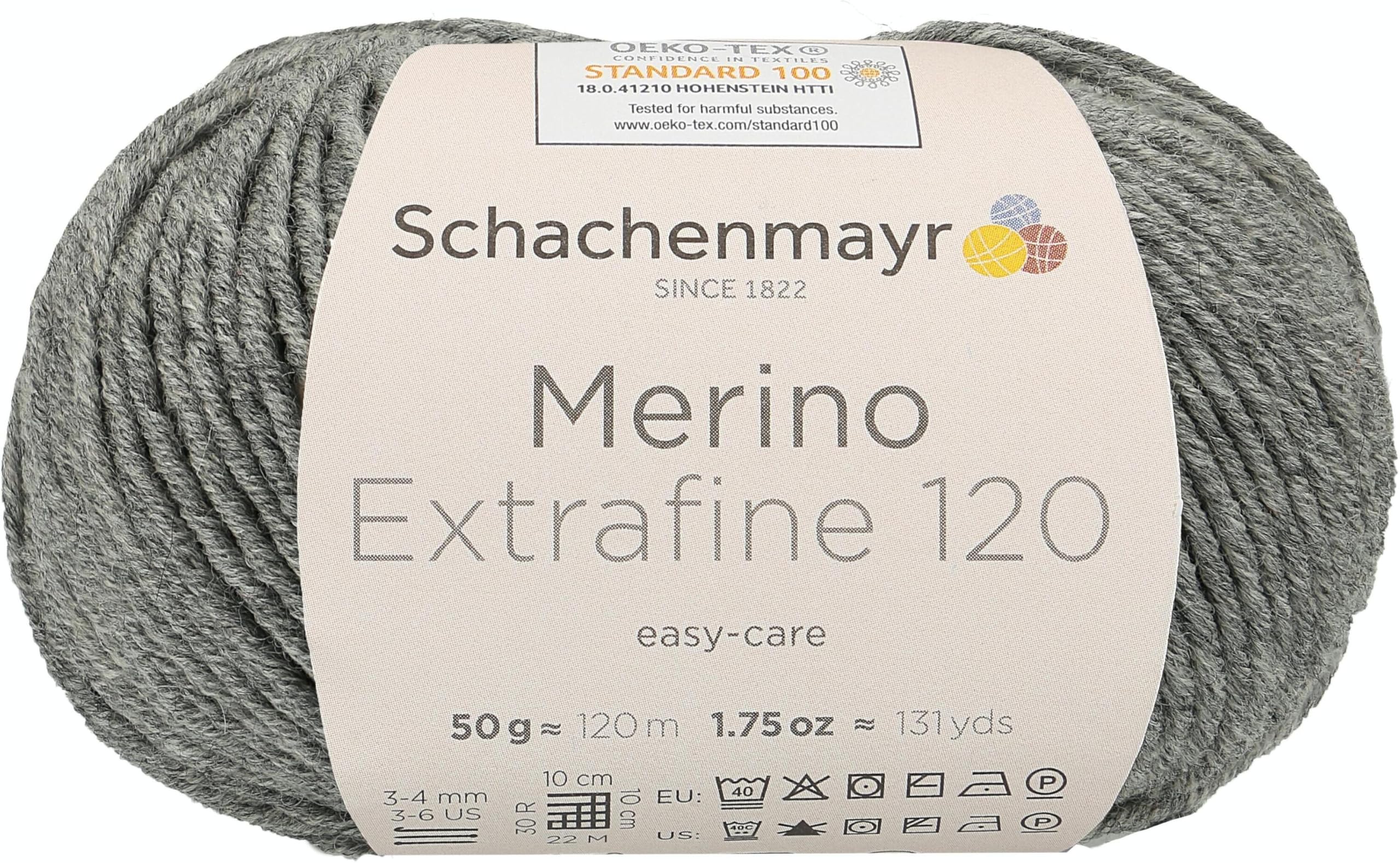 Schachenmayr Merino Extrafine 120 Merino Extrafine 120 Pullover-Garn, 9807552-00192, mittelgrau meliert