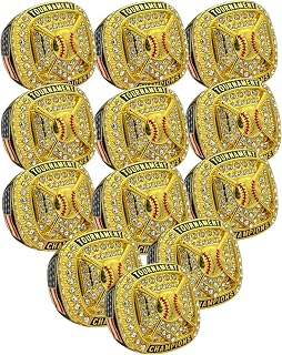 Discount Sports Rings Home Plate Clear Stone Championship Ring, Premium Softball Baseball Ring/Player/Team Awards/Tournament Rings 12 Pack