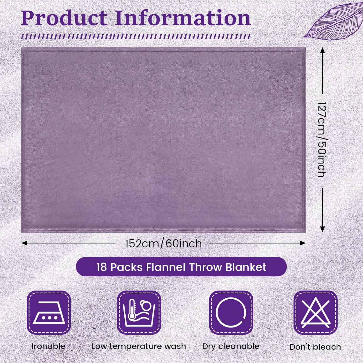 18 Pieces Throw Blankets Bulk 50 x 60 Inch Soft Warm Lightweight Fleece Flannel Blankets Bulk for Homeless Cold Weather Wedding Guests Gifts Home Couch Sofa Bed(Purple) - Image 2
