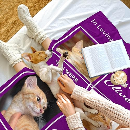 Miniatura 5 de Manta personalizada con imagen, manta conmemorativa personalizada para mascotas en memoria de gatos, regalo de pérdida de condolencia de mascotas