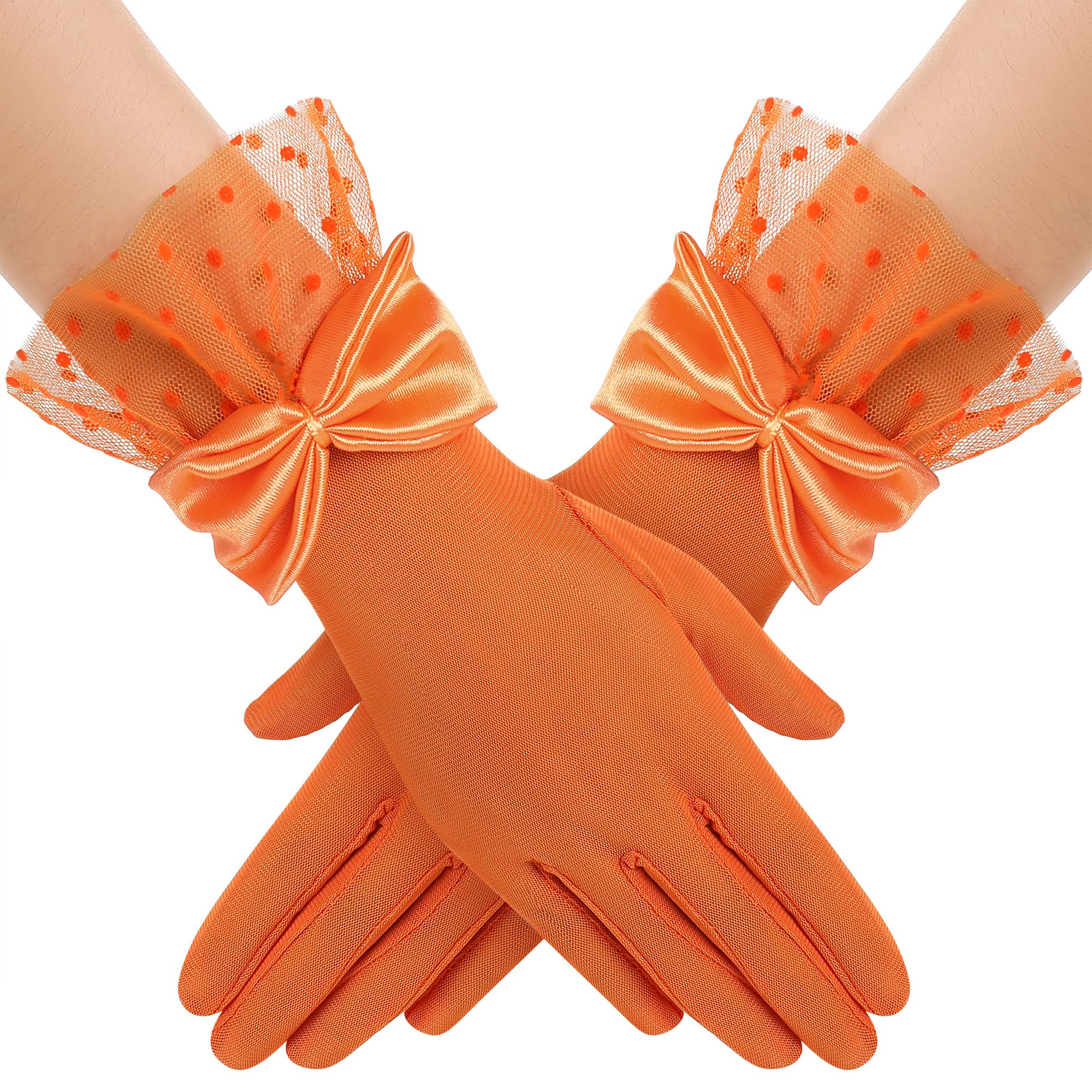 BABEYOND Lace Gloves for Women - Bow Short Prom Gloves Evening Elegant Accessories for Wedding Opera Party