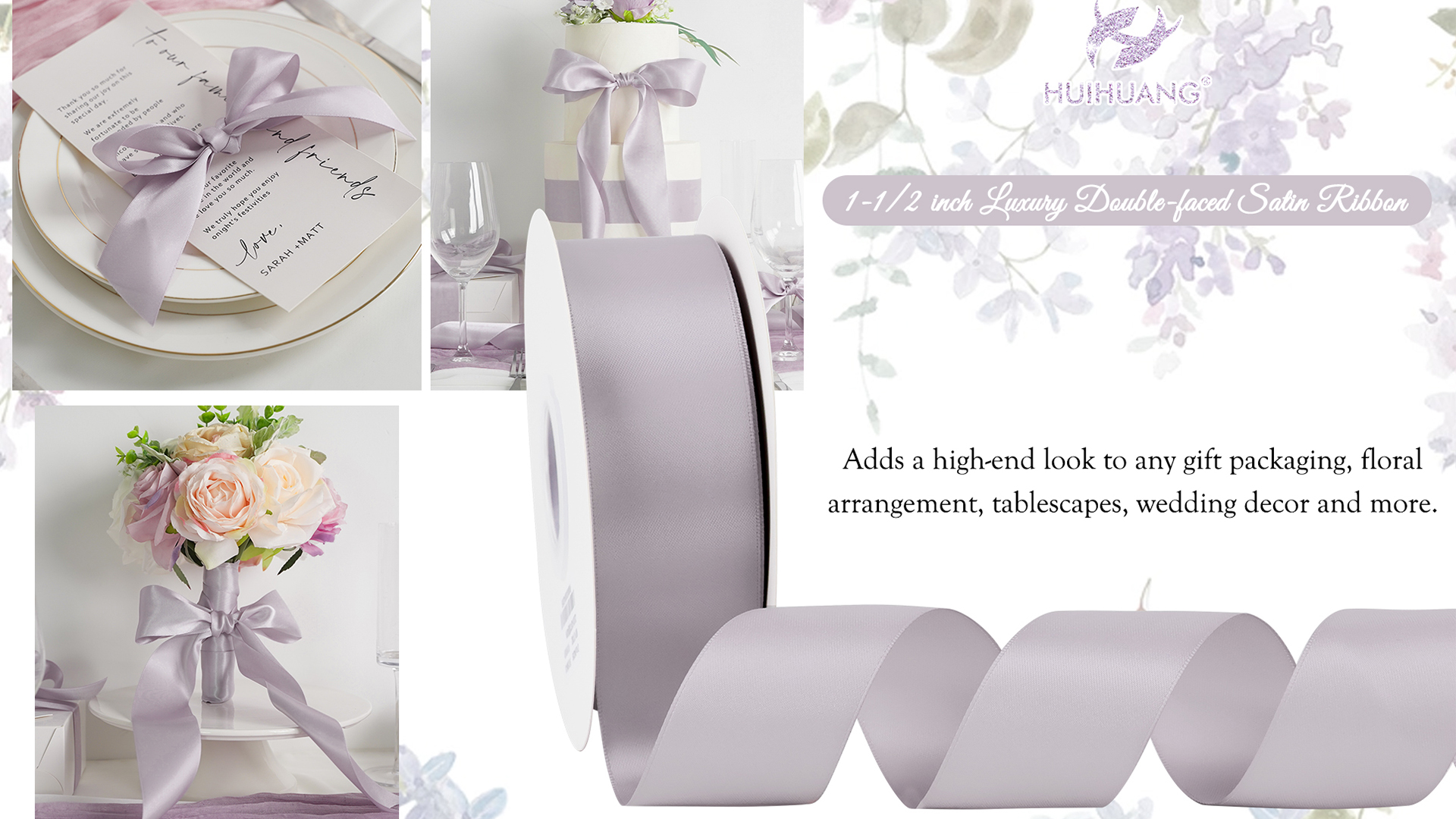 Amazon.com: HUIHUANG Dusty Purple Ribbon 1-1/2 inch x 50 Yards