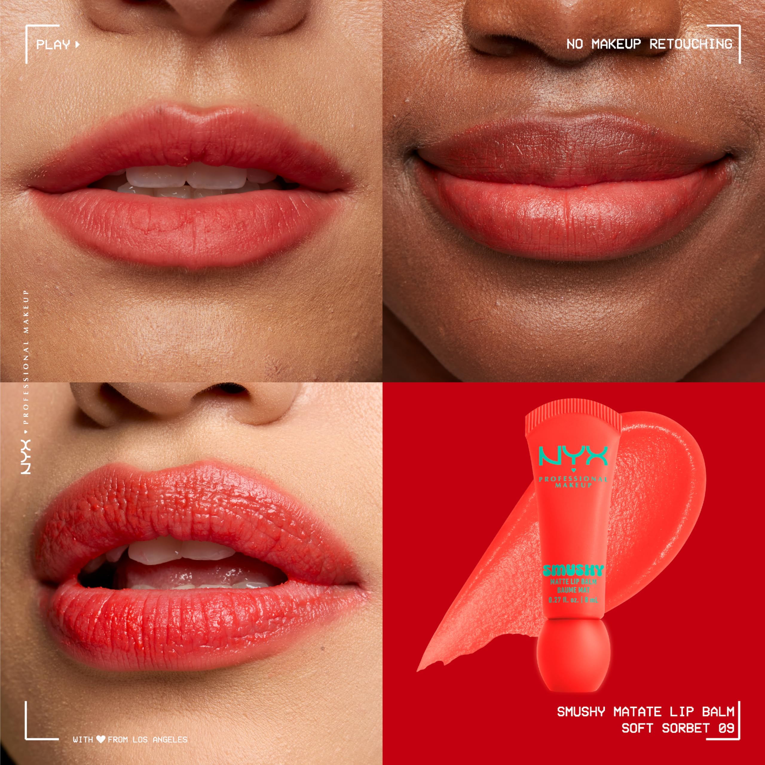 NYX Professional Makeup Smushy Matte Lip Balm, Soft Matte Finish, Hydrating & Buildable Colour, Shade: Soft Sorbet, 8ml - Image 2