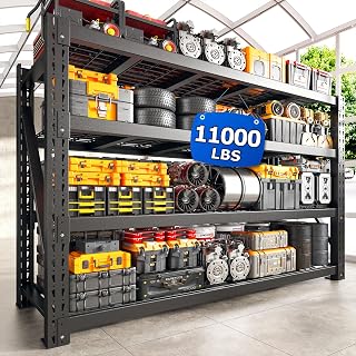 Bepatio 11000LBS Heavy Duty 4-Tier Industrial Garage Shelving, Adjustable Metal Storage Shelves 72x60x24" Black for Warehouse Basement Garage