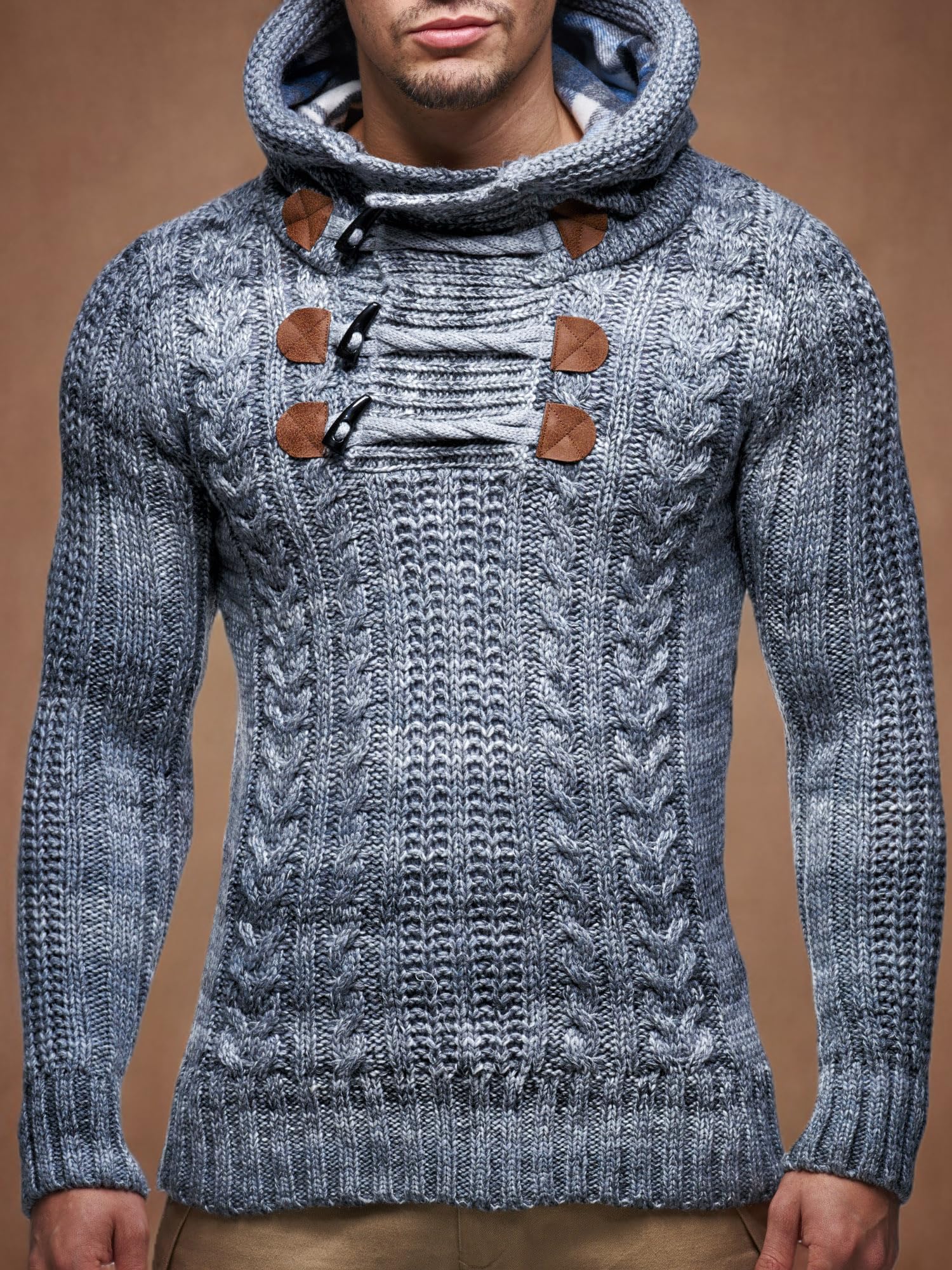 Leif Nelson Maglione con Cappuccio Uomo Felpa a Maglia LN-6004