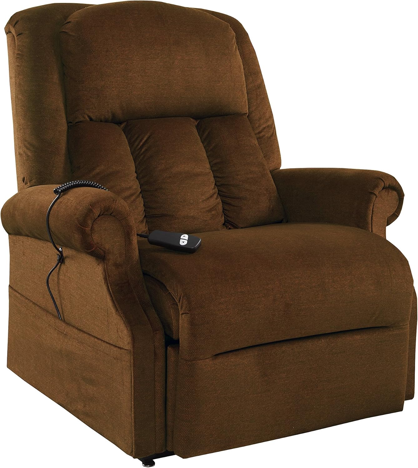 MEGA MOTION NM7001 Power Recliner in an upright position, showcasing its full form and design.