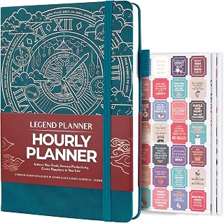 Legend Planner Hourly Schedule Edition – Deluxe Weekly & Daily Organizer with Time Slots. Time Management Appointment Book Journal for Work & Personal Life, Undated, A5 Hardcover – Dark Teal Gold