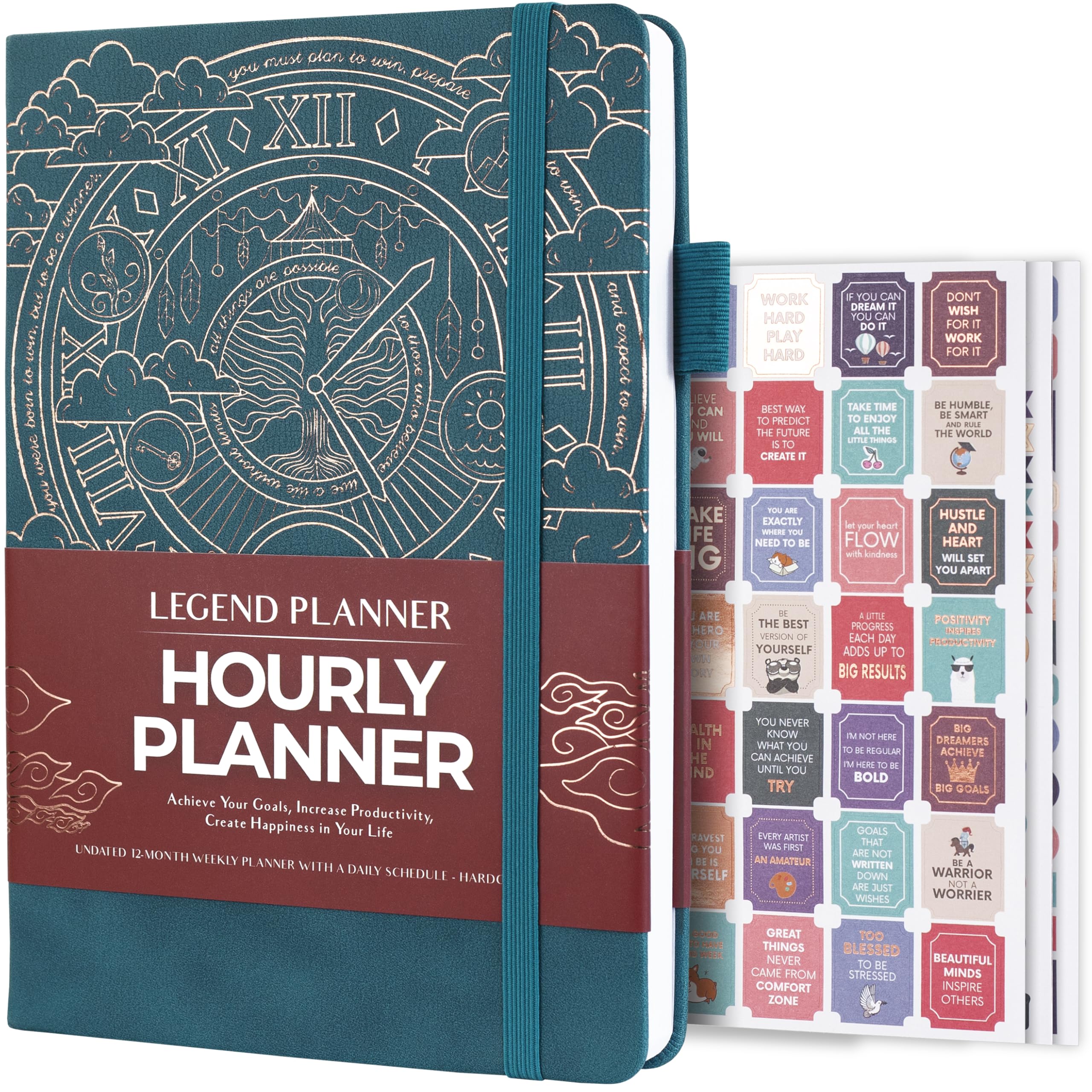 Legend Planner Hourly Schedule Edition – Deluxe Weekly & Daily Organizer with Time Slots. Time Management Appointment Book Journal for Work & Personal Life, Undated, A5 Hardcover – Dark Teal Gold | 5.8 x 8.3 in, Monthly, weekly & daily organizer with time slots, eco-leather hardcover, calendars, to-do list, habit tracker-image-42