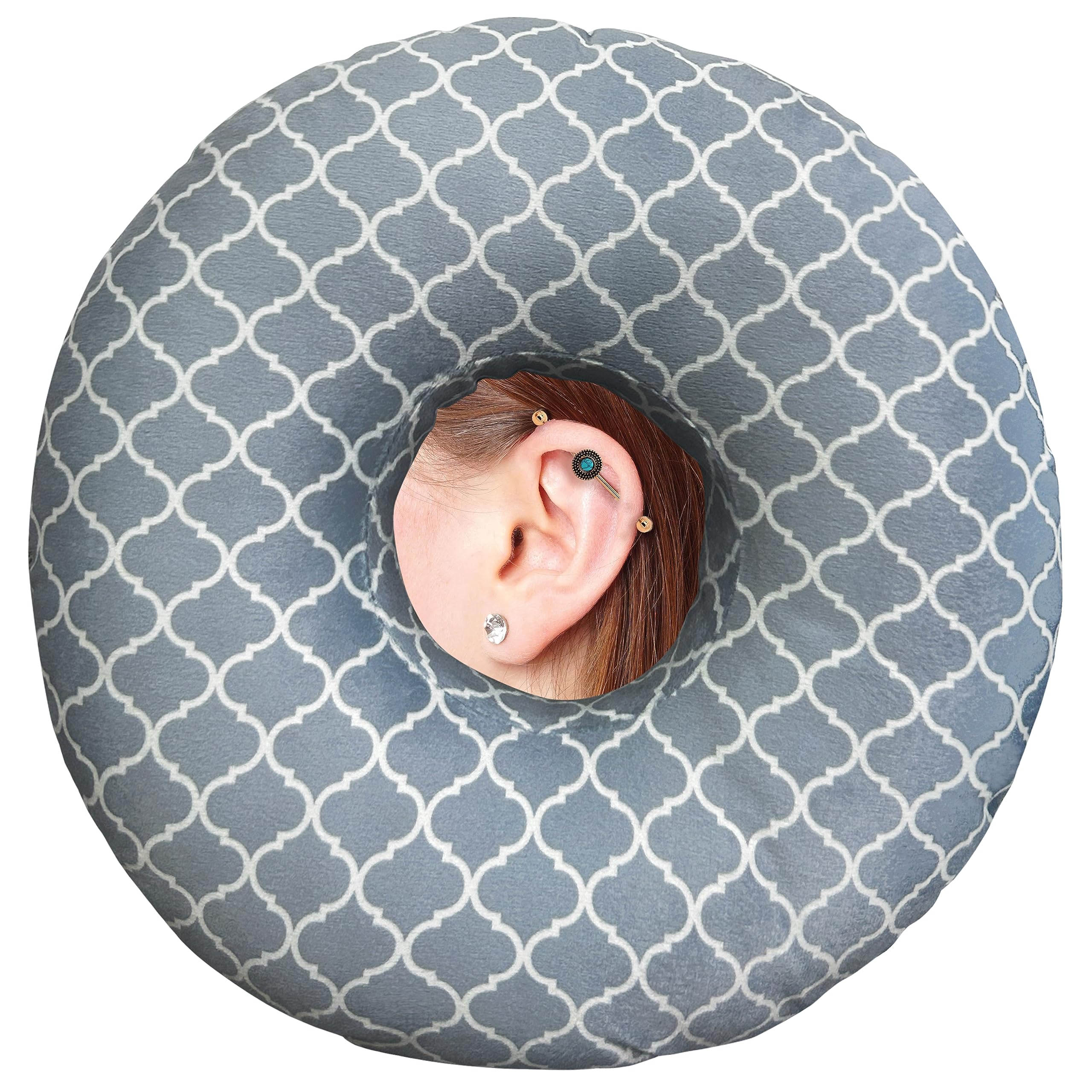 Ear Piercing Pillow for Side Sleepers Pillows with Holes for Ear Pain,Donut Pillow for Ear Side Sleeping Pillow for Adults CNH Ear Pain Relief Pressure Sores Ear Pillow with Hole in Center