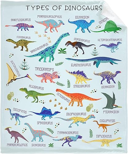 Miniatura 1 de Manta de dinosaurio para niños, tipos de dinosaurios, regalos de cumpleaños para niños, niñas, adolescentes, franela suave, divertida manta