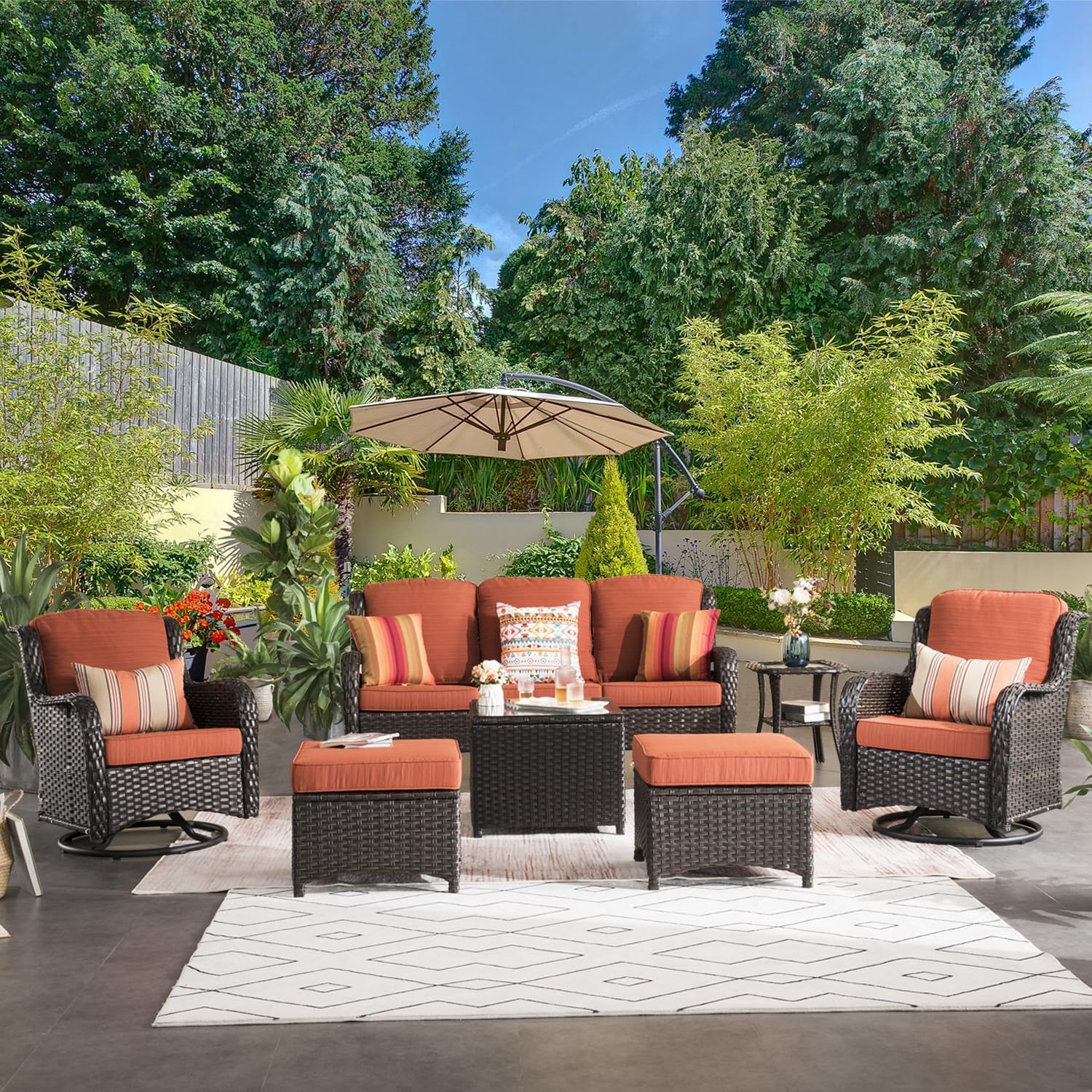 XIZZI Patio Furniture Set Outdoor All Weather Wicker 7