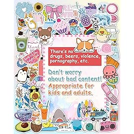 Sticker for Water Bottles, 300 Pcs/Pack Cute Vinyl Waterproof Vsco Laptop Stickers for School Students Gifts Classroom Teachers Prizes Stocking Stuffers Stickers for Kids Teens Girls