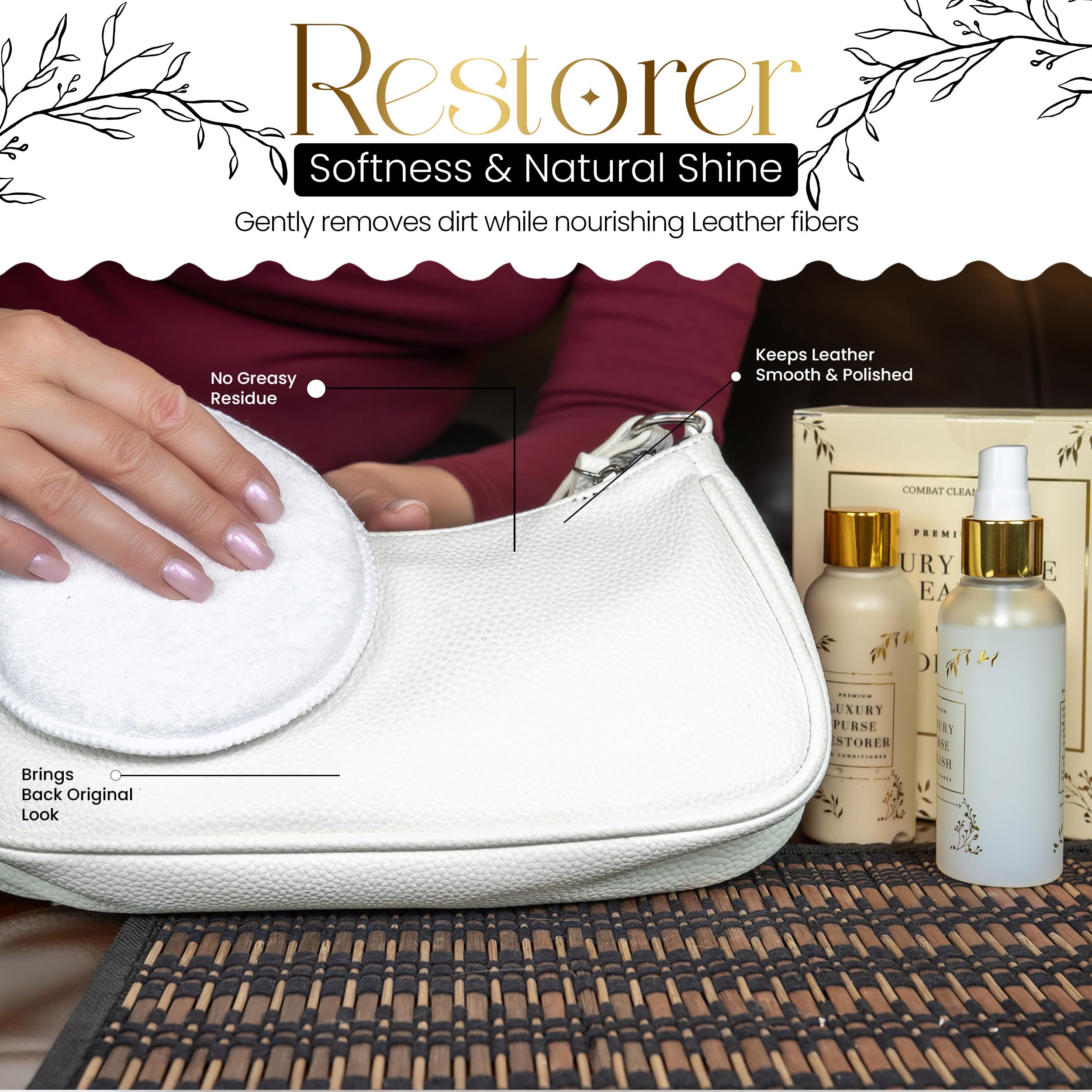 Limpiador y acondicionador de bolsos de cuero para bolsos, bolsos de diseño y bolsos de lujo, limpiador de cuero recomendado para bolsos y acondicionador de cuero para bolsos de mano por Combat