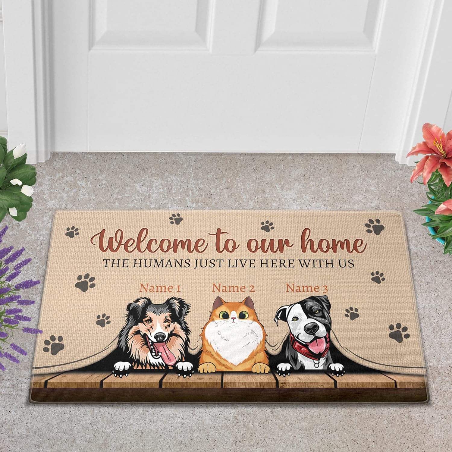GIFTSV Personalized Funny Doormat Decorative Dog Mat, Cat