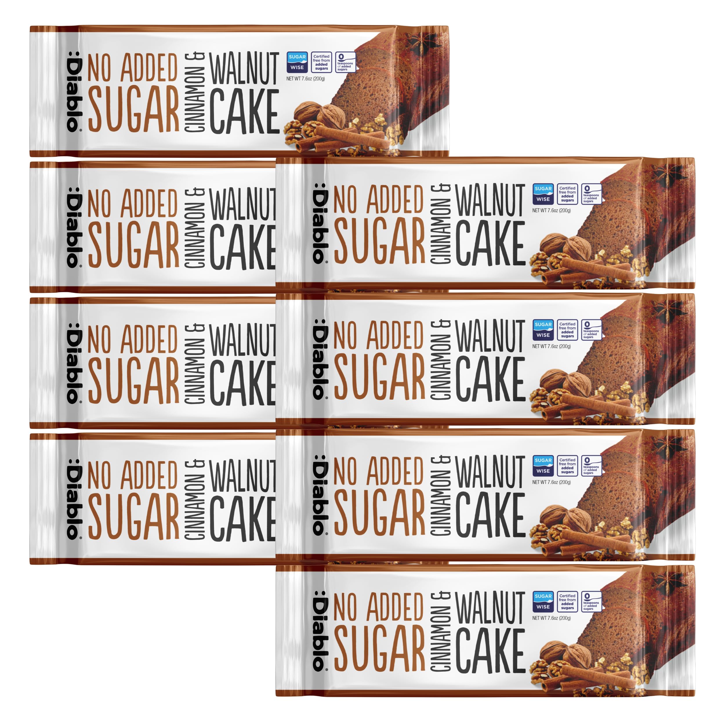 Diablo No Added Sugar Cinnamon & Walnut Cake 200g (Pack Of 8)