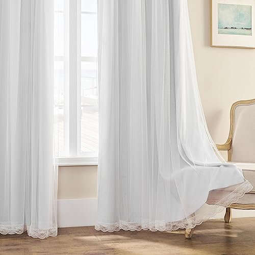 Miniatura 9 de naturetalk Cortinas opacas del 90% al 95% con transparente aplastado, juego de 2 paneles de cortina parte superior con ojales plateados antiguos,