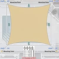 Vista 5 de Amgo Toldo rectangular de 14 x 16 pies, color beige AGTAPR1416, 95% de bloqueo UV, permeable al agua y al aire, comercial y residencial