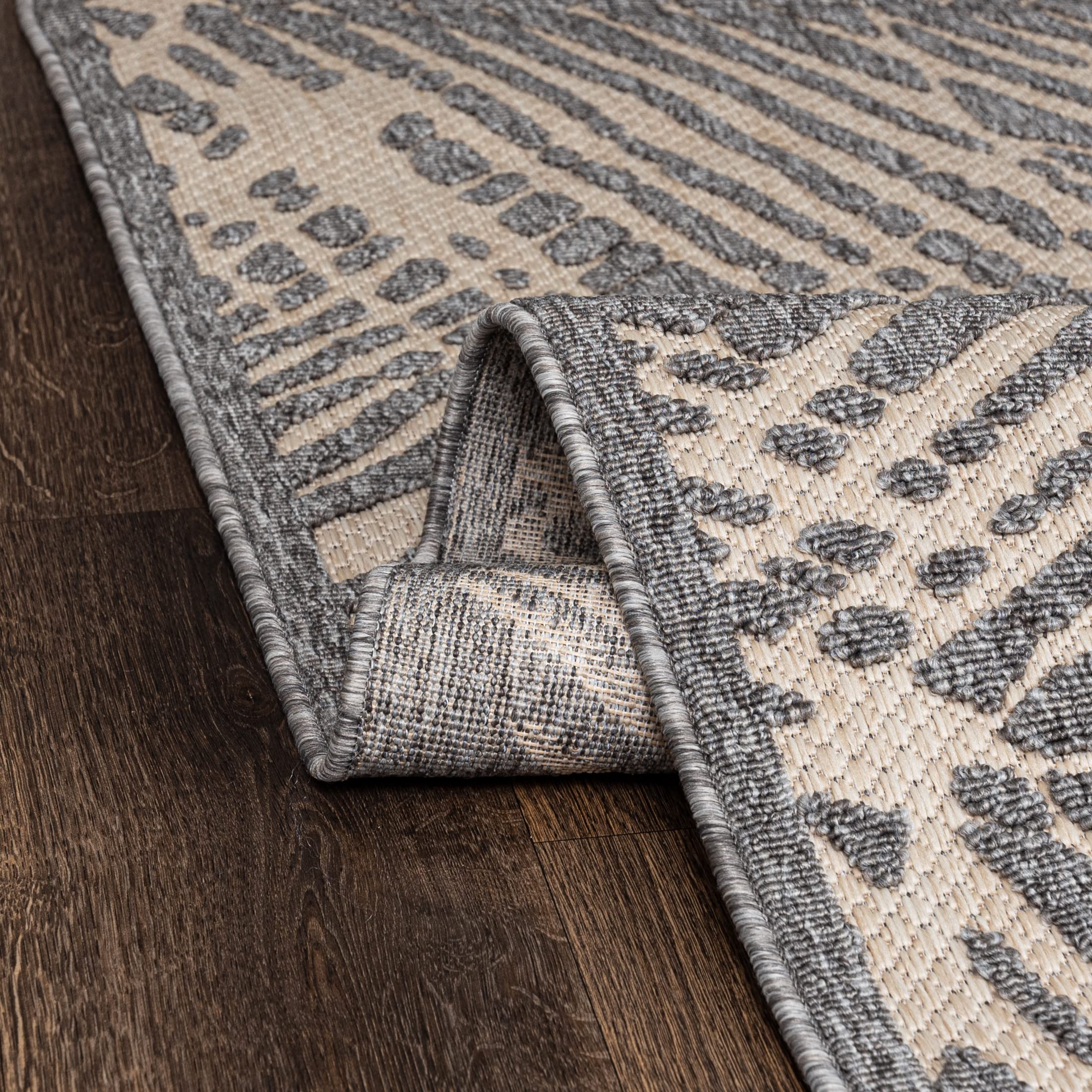 Mazovia Tapis Abstrait Exterieur Terrasse, Balcon Moderne - Grand Tapis Exterieur - Tapis d'Intérieur et d'Extérieu Outdoor - Terrasse Grande Taille Résistant Aux Intempéries - Beige Gris 140 x 200 cm