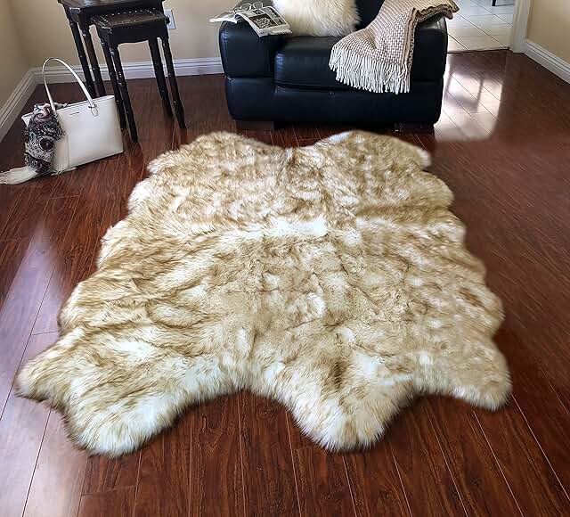 Free Shape Luxury Soft Fluffy Shag Area Rug Single Quarto 4 Pelts 4'x6',...