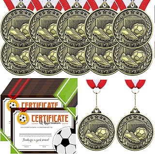 12 Pcs Award Medals with 12 Pcs Achievement Award Certificates Team Participation Medals Certificates