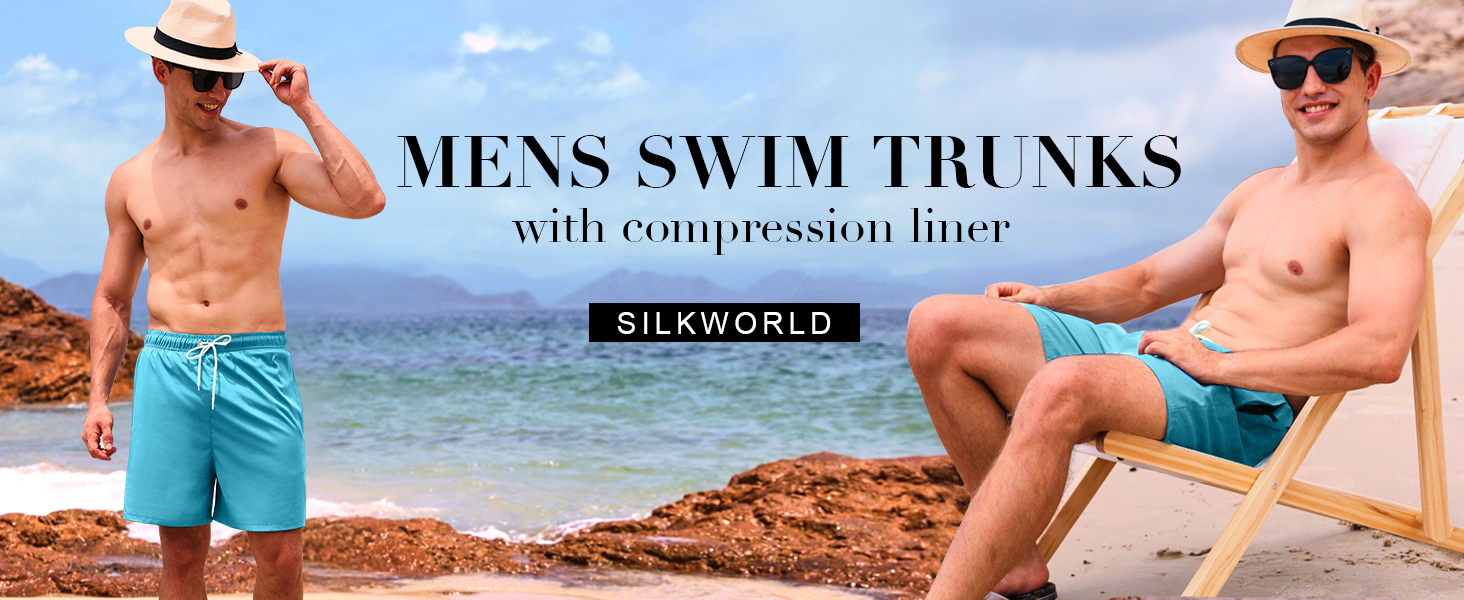 Swimming Trunks For Men SILKWORLD Quick Dry Velcro Fly Board