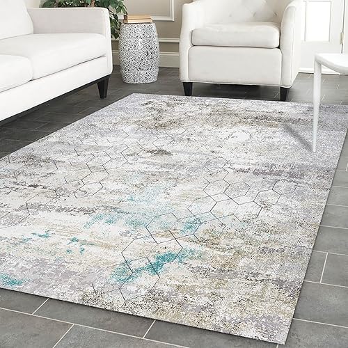 Miniatura 3 de FINOREN Alfombra para sala de estar, 6 x 9 pies, moderna abstracta adecuada para dormitorio, cocina, oficina, suave, pelo bajo, no desprende pelusa,