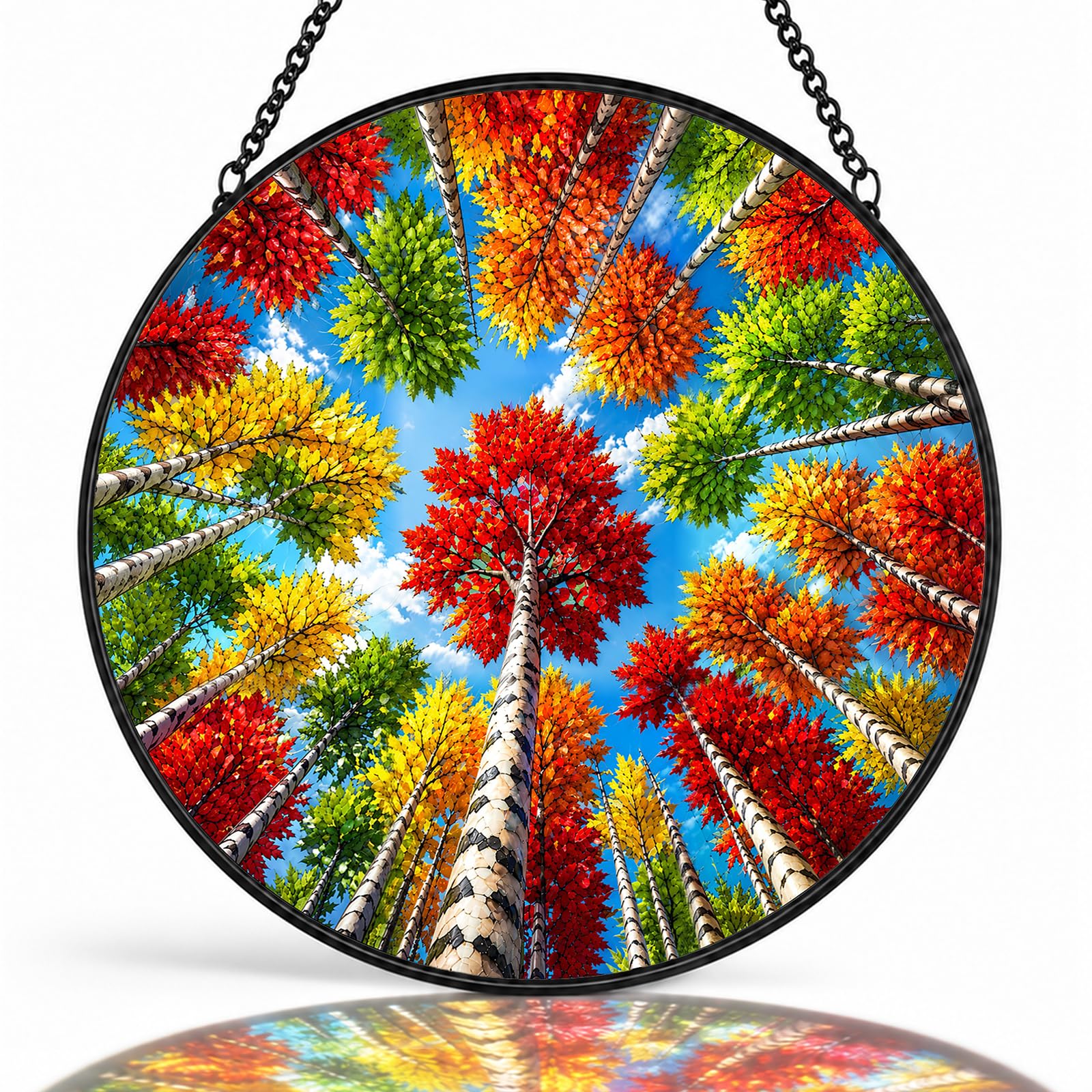 Autumn Canopy Window Hanging Suncatcher, 7.8" Stained Glass Sun Catcher, Home Wall Garden Decor, Mother's Day Birthday