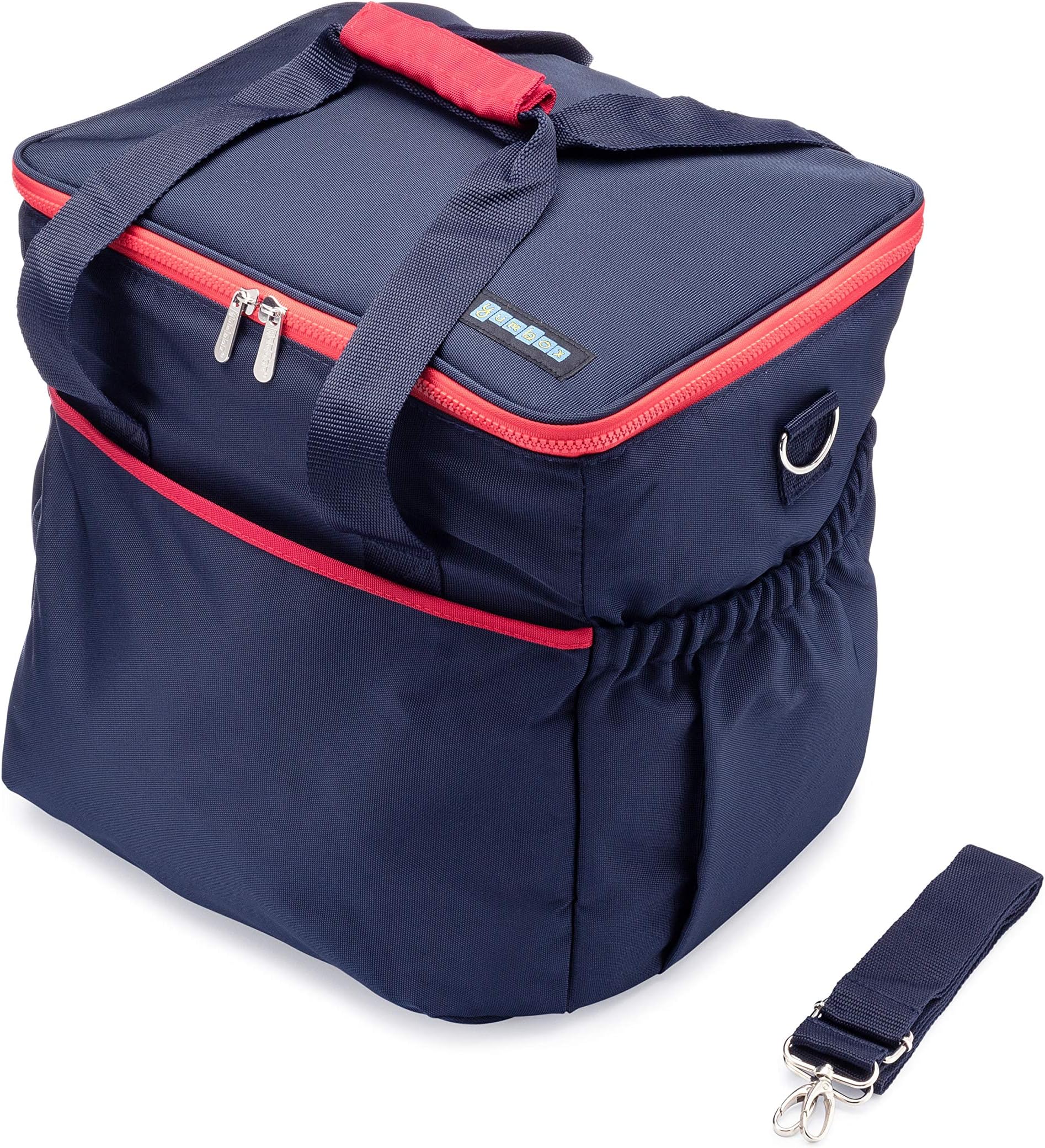 Picnic Cooler Bag: Extra Large Collapsible Insulated with Thinsulate Satin Lining, Waterproof Exterior in Navy. Perfect for picnics, Family outings, Sports Events, Road Trips and Grocery Shopping.