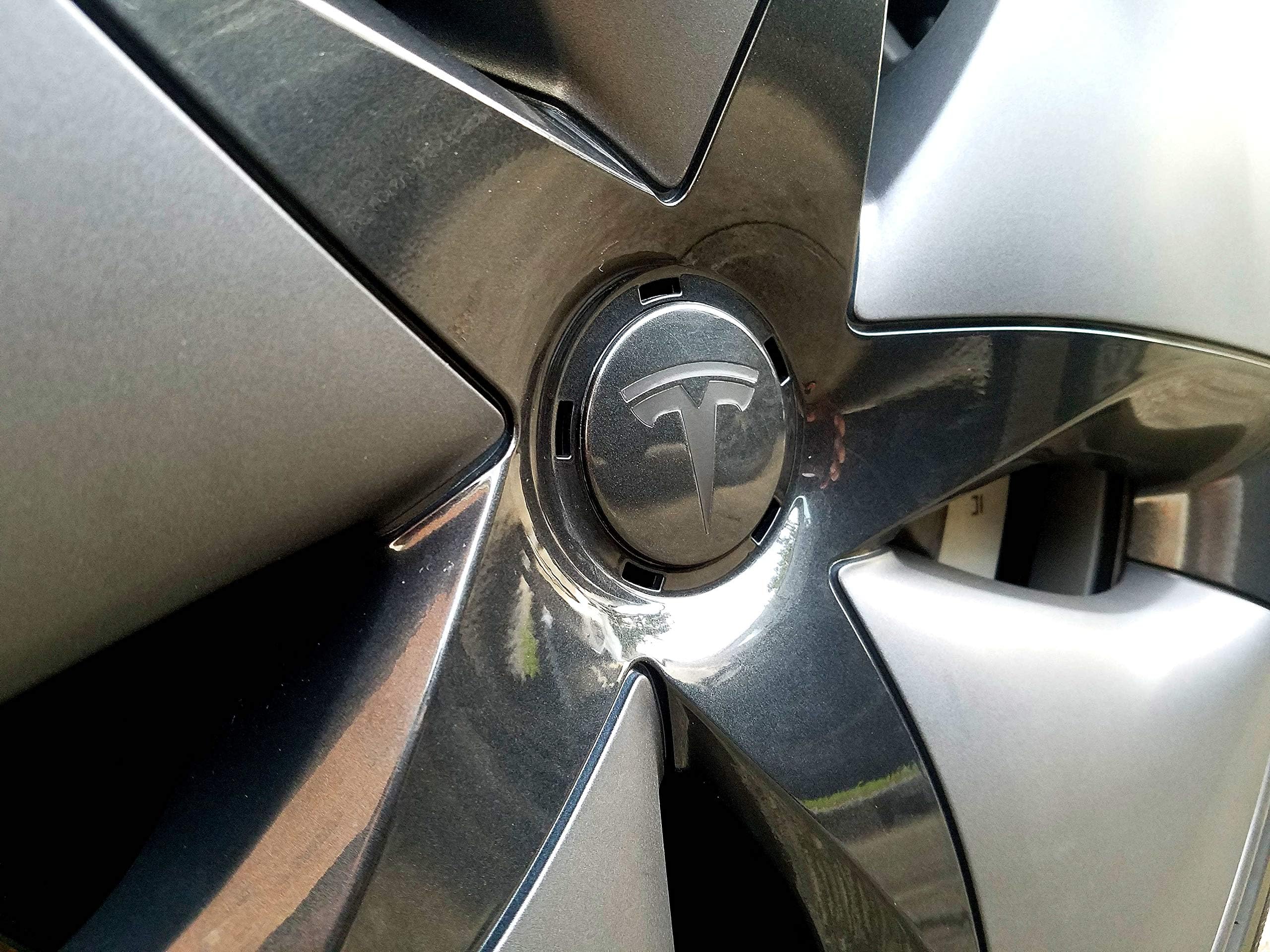EV Wraps Tesla Model 3 Center Wheel Caps Logo Decal (Matte Deep Black)